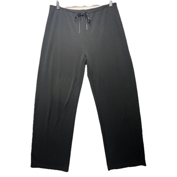 Old Navy Collecttion Womens L Black Pants Drawstring Wide Leg Slinky Travel Y2K - Picture 1 of 7